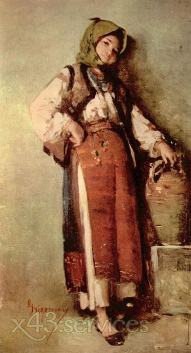 Nicolae Jon Grigorescu - Bauernmaedchen mit Wasserkrug - Peasant Girl with Pitcher - zum Schließen ins Bild klicken